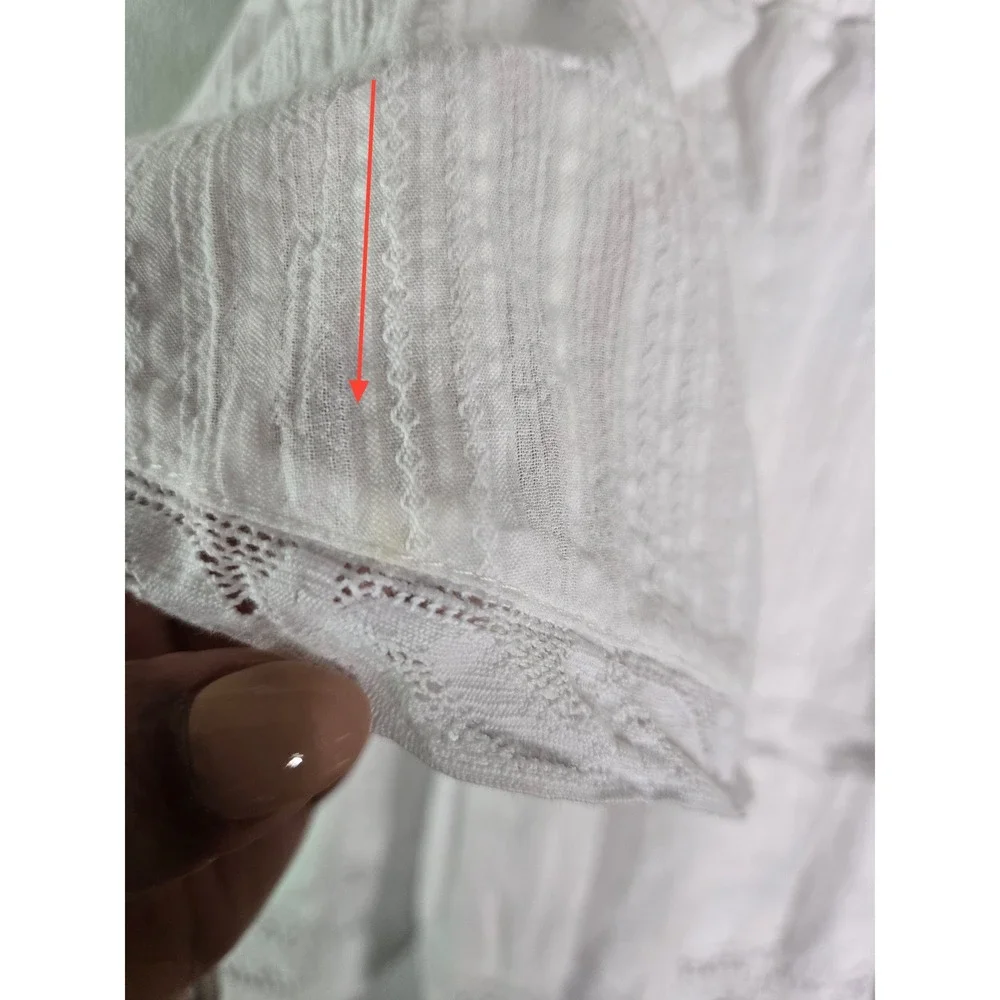 Olivaceous White Lace Ruffle Mini Dress Medium Cottagecore Boho Babydoll - Picture 8 of 10